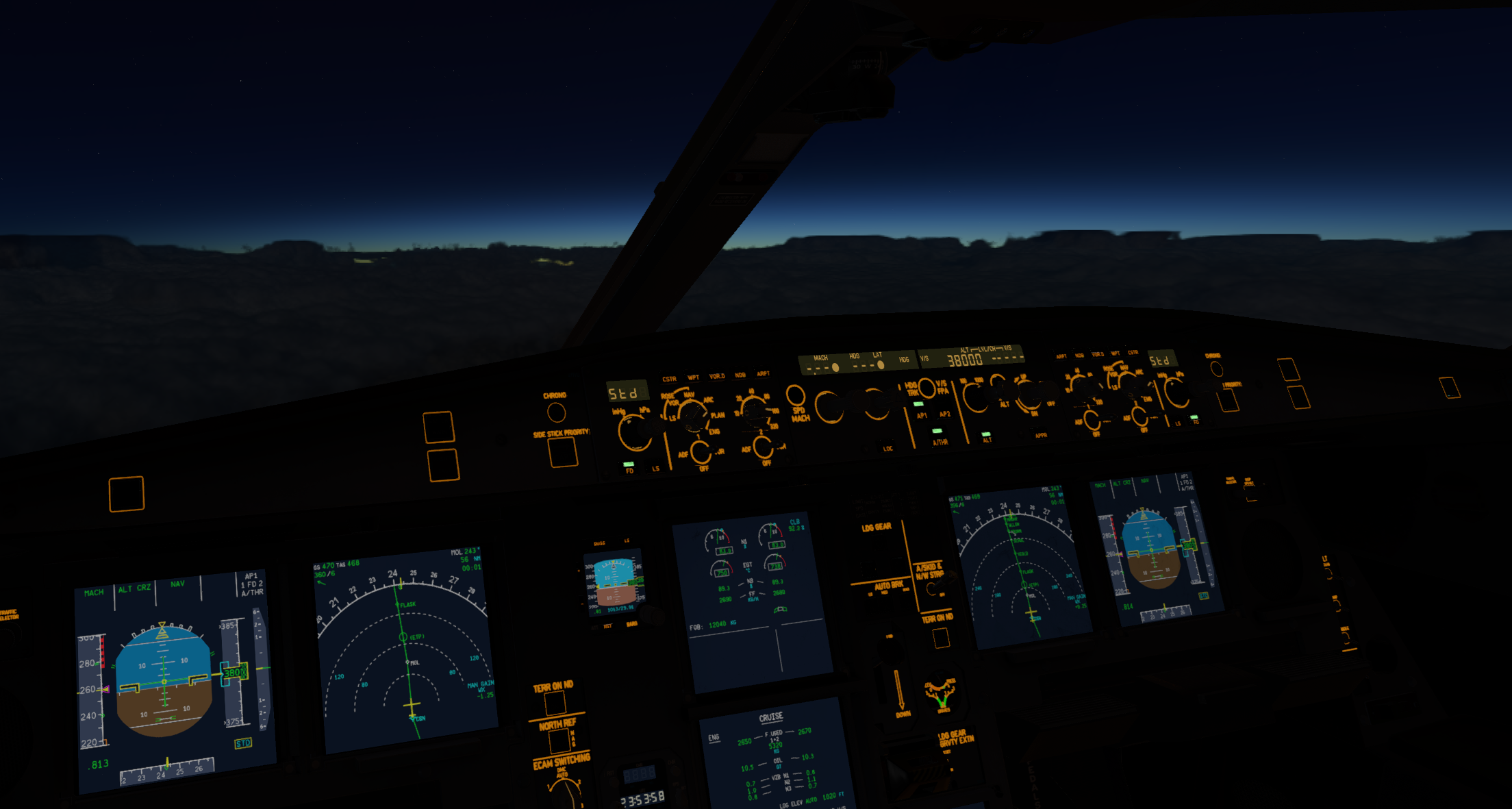 Sky American flight deck at altitude
